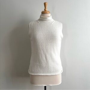 Vintage Y2K White Cotton & Ramie Sleeveless Knit Sweater / M